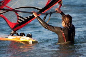 waterstart practice - windsurfing at Cuesta del Viento waterstart practice - windsurfing at Cuesta del Viento